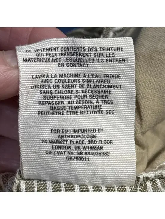 By Anthropologie Pants Womens XSmall Green Stripe 100% Linen Pull On Ankle Crop - Picture 16 of 16